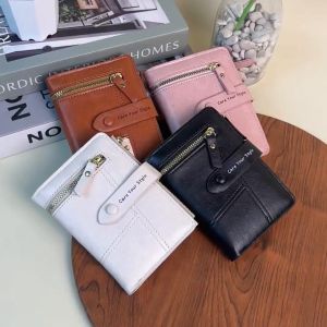Dompet Lipat Mini Wanita Polos Hiasan Kulit Pu Cewek Wallet Kecil Korean Style COD D106