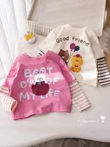New Versatile Fake Two-Piece Cartoon Casual T-Shirt