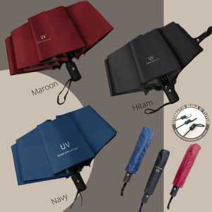 Payung Lipat 3 Automatis Buka Tutup Nylon Lapis Hitam Anti UV 005