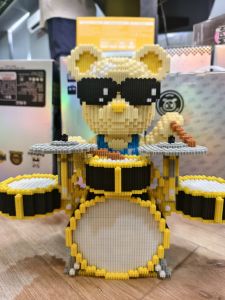 Cute Bear Drum Set Building Blocks 32cm Q Version Intelligent Serial Connection Toys for Children And Teenagers Male And Female