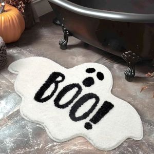 VIKAMA Halloween-Themed Plush Rug Soft Spooky Floor Mat Non-Slip Entrance Mat Festive Fall Decor for Home and Party