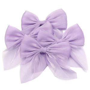 4Pcs Shining Chiffon Ribbon Bows Satin Ribbon Bowknot Flower for DIY Handwork Hairpins Crafts Wedding Party Decoration Supplies