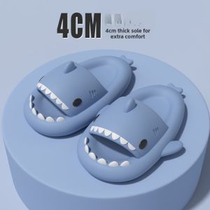 Summer Home Use Anti-Slip Shark Slippers Womens Comfortable Smell-Proof Couple Mens Sandals Cartoon Style EVA Material