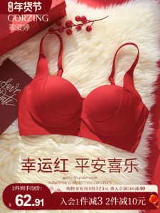 Red Adjustable Thickened Bra for Women Marriage Ceremony Snake Year Underwear Gathered Comfortable Soft Nylon Fabric V-Neck
