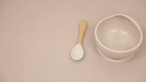 SHS*3Pcs Set Baby Silicone Food Grade Feeding Suction Bowl Silicone Bibs Spoon for Kids Toddlers Self Learning Food Grade & High Temperature Disinfection Bowls Toddler Silicone Bibs