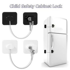 Childrens safety Lock Refrigerator Door Lock Refrigerator Lock Adhesive Cupboard Lock with Key Cabinet Lock