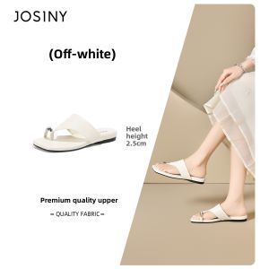 Josiny | Square Toe Metallic Buckle White Toe-Post Sandals