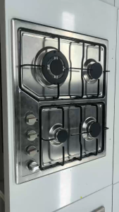 4 Burner Tempered Glass Gas Hob with Aluminum Burner Cast Iron Pan Support Electric Ignition & Fire Failure Safety Protection Device Easy Clean Built-in Gas Cooktop for Home Kitchen