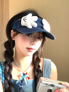 Cute Mickeys Open-top Cartoon Hat Womens Sun Protection Hat Versatile Baseball Cap and Cowboy Baseball Cap 可爱米奇新款空顶卡通帽子女遮阳防晒帽网红百搭鸭舌帽牛仔棒球帽