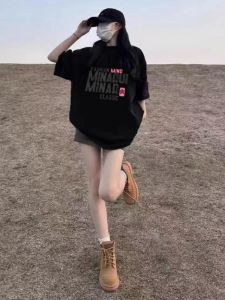 SUSHOUWANGE | Loose Lazy Style Black Cotton T-Shirt