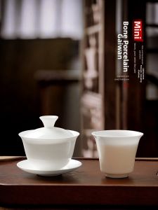 MIANXIAOCHENG | Tách Trà Mini Có Nắp Bằng Sứ Mỏng cho 1 Người
