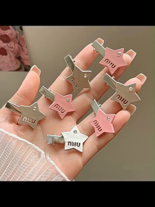 BabyShop-C1409 Jepitan Rambut Bintang Jepit Rambut Wanita Pita Lucu Gaya Retro / Klip Duckbill