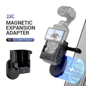 JJC อะแดปเตอร์ขยายสำหรับ DJI Osmo Pocket 3มาพร้อมกับฐานติดตั้งสำหรับเชื่อมต่อกับไฟ LED หรือไมโครโฟนติดเข้ากับตัวรถ/ราว/โต๊ะ/Rangka Besi/ประตูตู้เย็นและพื้นผิวเหล็กอื่นๆ