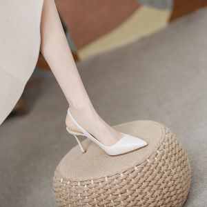 Feiyan Womens Shoes 2023 Spring/Summer New Toe Cap Sandals One-Strap Mesh Red Flats Stiletto Heel Creamy-white High Heels for Women