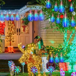 Solar Meteor Shower Light Outdoor Waterproof Christmas Light String 8 Tubes 50cm Garden Festival Wedding Party Festival Home Christmas Decorative Lights