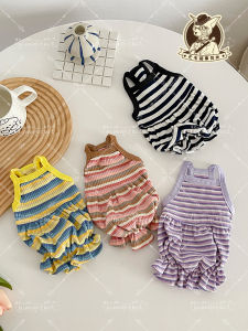 New Summer No Hair Cat German Pet Cat Pure Cotton High Elastic Stripes Cute Cloud Skirt Dress Cat Pet Clothing Accessories