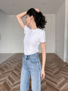 Cat Environment Normcore Is Very Beautiful round Neck Fancy Pure Cotton White Loose Slim Looking Basic Style Casual Short Sleeve T-shirt for Women