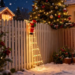 ไฟ LED รูปบันไดสำหรับคริสต์มาส ไฟประดับตกแต่งคริสต์มาส ใช้พลังงานจาก USB 8 โหมดแสง ไฟปีนต้นคริสต์มาส ซานตาคลอส