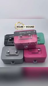HOME + HOUND Metal Cash Box Mini Safe Lock Box Money Bank Metal Coin Bank Security Box Sturdy Cash Portable for Kids Coin Collection