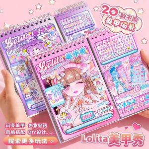 Cute Lolita Nail Art Show Styling Book Girls Heart Dress up Sticker Book Childrens DIY Costume Game Small Project Notebook
