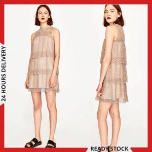 CFBOUTIQUE Women Euro Inspired Fashion Tiered Lace Sleeveless Ladies Summer Dress