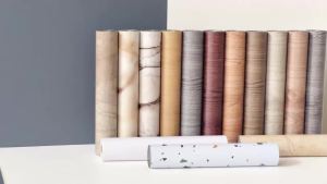 SXP Self-Adhesive Wall and Floor Decorative Tile Cover - Plastic Rectangular Marble and Wood Grain Textured Vinyl Sheet for Simp