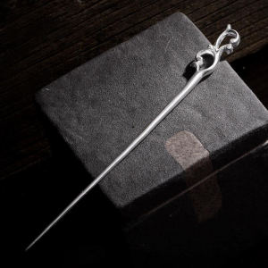 Handmade Vintage S925 Silver Plated Bud Hairpin for Bun Hairstyling Qipao Hanfu Hair Accessory Elegant Fashion Jewelry