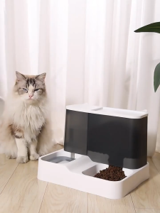 3.8L 2in1 Pet Food Water Feeder Automatic Integrated Dispenser Large Capacity Cat Dog Food Bowl Kitten Puppy Waterer