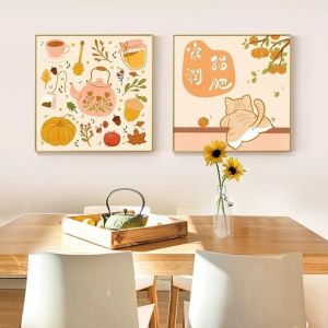 Scandinavian Japanese Style Dining Room Decorative Paintings
