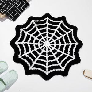 VIAKMA Halloween Round Spider Web Carpet Bathroom Toilet Anti-Slip Absorbent Floor Mat Bedroom Bedside Blanket Home Decoration