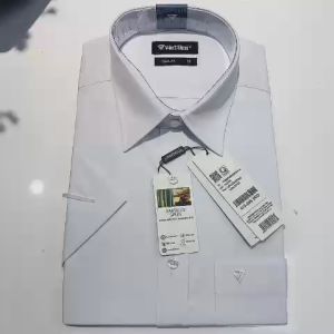 [100% CHÍNH HÃNG] Áo sơ mi nam Việt Tiến màu trắng cộc tay sợi Bamboo - sợi tre
