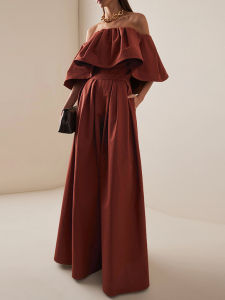 High Waist Loose A-Line Wide Leg Pants Comfortable Casual Solid Color Long Trousers Skirt Vinson New Style Commute Simple Washed Cotton