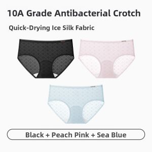 MiiOW | Invisible Pure Cotton Antibacterial Thin Womens Triangle Panties Cat Person Mid-Waist Underwear Comfortable Breathable Briefs