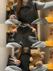 Korean Style Grey High-neck Knit Vest Outerwear