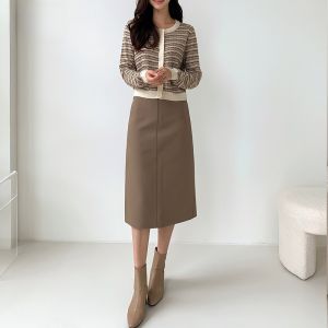 BAILUOANN | Bailuan Professional Commuter Skirt High Waist A-Line Midi Skirt Back Slit Womens Autumn Versatile Workwear Skirt