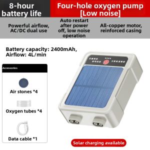 Hadassah | Solar Rechargeable Dual-use Portable Mini Oxygen Pump for Fishkeeping and Fishing