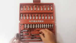 46 piece socket wrench tool set for car repair
