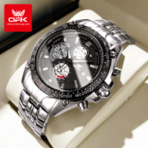 OPK Jam Tangan Pria Anti Air Original Stainless Steel Terbaru 2024 Fashion Luminous Kalender Analog Jam Tangan Cowok