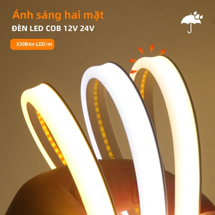 Dải Đèn LED COB 12V 24V, Hai Mặt, Chống Nước, Dẻo, Kiểu Neon, 320 Đèn ...