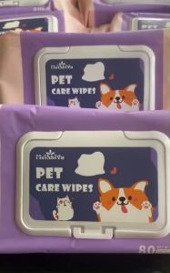 1 ห่อ 80 แผ่น สัตว์เลี้ยง ทิชชู่เปียกหมา สำหรับน้องหมาน้องแมว ขจัดคราบกลิ่นน้อง เช็ดก้น, น้ำตา