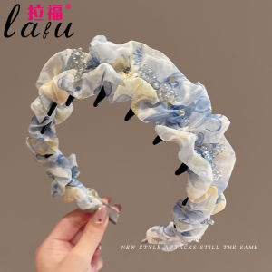 Womens Hairband Wide Edge Washing Face Outdoor Wear Daily Topknot Hairband Fashionable Korean Style Diamond Crystal Embellished