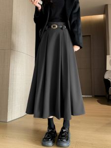 Váy Midi Kẻ Caro Màu Xám Phong Cách Đại Học Cho Nữ Mùa Thu Đông Dài Vừa Phải Che Hông Thon Gọn Dáng Chữ a Xếp Ly Berkeley