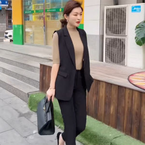 เสื้อกั๊กสูทผู้หญิง ฤดูใบไม้ผลิและฤดูใบไม้ร่วง 2025 แฟชั่นใหม่ เสื้อแจ็คเก็ตแบบเปิดไหล่ คอปกสูท แขนยาว สีพื้น