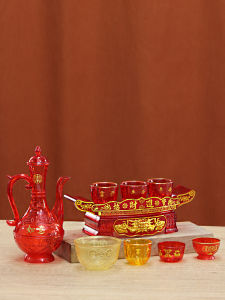 Bộ Cốc Trà Bình Rượu Cúng Tế Lễ Hội Bàn Thờ Phật Bàn Cúng Tổ Tiên Đồ Trang Trí Nhà Phong Cách Dân Tộc Giá Đỡ Cốc Thủy Tinh