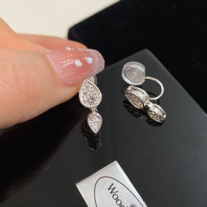 KAIROS Full Pave Zircon Twin Teardrop Clip-On Earrings Adjustable Coiled Ear Clips