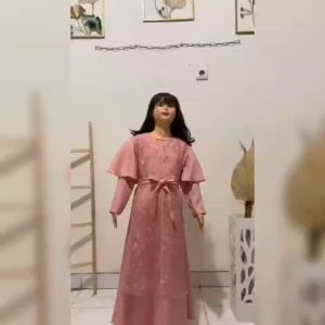 Baju Muslim Anak Perempuan Remaja Terbaru /Maxi Nagita Kids 3-14 Thn Moscrepe Mix Brokat Mutiara