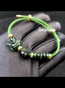 vòng tay nữ hồ ly cẩm thạch tự nhiên mix đồng điếu và túi tiền cẩm thạch tự nhiên vòng tay đá phong thủy trang sức thiết kế đủ hóa đơn thẻ bảo hành