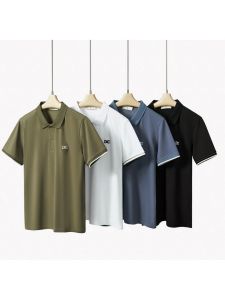 Áo Thun Polo Tay Ngắn Mùa Hè Mới Cao Cấp Thêu Cotton Nguyên Chất Màu Tương Phản Thời Trang Công Sở Thường Ngày Cho Nam