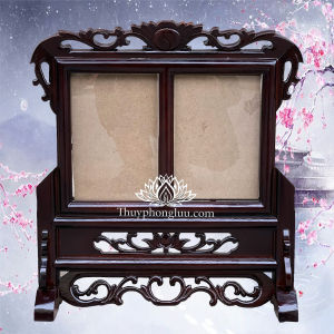Khung ảnh thờ đôikhung hình thờ 2 ảnh thờ hoa sen gỗ hương