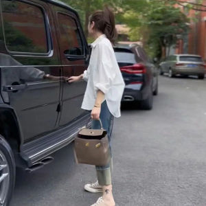 Label Cut-off Loose Casual Korean-style Long Sleeve Shirt
